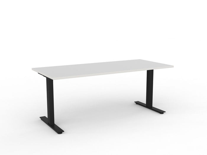 Agile Fixed Height Desk - 1800mm x 800mm, Black Frame, Choice of Desktop Colours White KG_AGFSSD188B_W