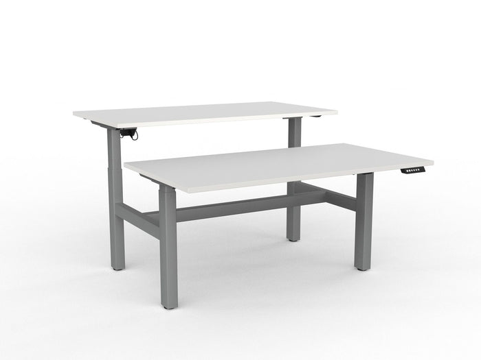 Knight's Agile Electric 2 Column Height Adjustable Shared Desk, Silver Frame, 1500mm x 800mm (Choice of Desktop Colours)