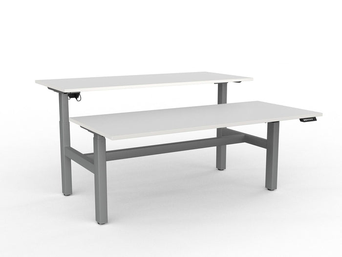 Knight's Agile Electric 2 Column Height Adjustable Shared Desk, Silver Frame, 1800mm x 800mm (Choice of Desktop Colours)