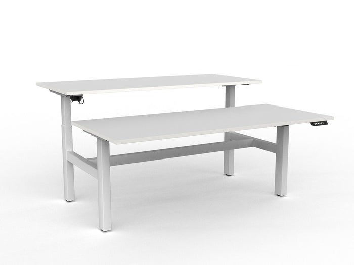 Knight's Agile Electric 2 Column Height Adjustable Shared Desk, White Frame, 1800mm x 800mm (Choice of Desktop Colours)