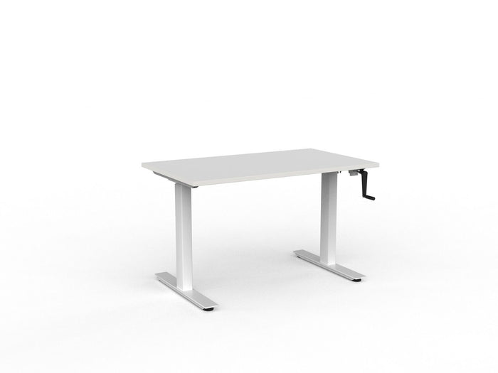 Knight's Agile Winder Height Adjustable Desk, White Frame, 1200mm x 700mm (Choice of Desktop Colours)