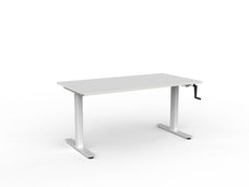 Knight's Agile Winder Height Adjustable Desk, White Frame, 1500mm x 800mm (Choice of Desktop Colours)