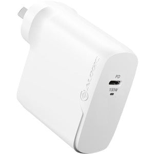 Alogic 1X100 Rapid Power 100W GaN Charger - 100 W - 120 V AC, 230 V AC Input - 20 V DC/5 A, 5 V DC, 9 V DC, 15 V DC Output - White IM5080399