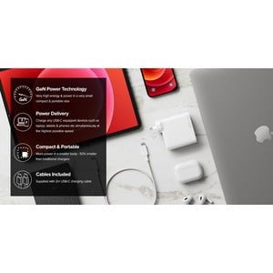 Alogic 1X100 Rapid Power 100W GaN Charger - 100 W - 120 V AC, 230 V AC Input - 20 V DC/5 A, 5 V DC, 9 V DC, 15 V DC Output - White IM5080399