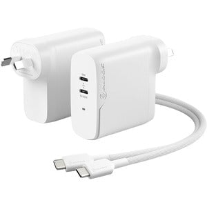 Alogic 2X68 Rapid Power 68W GaN Charger - 68 W - 120 V AC, 230 V AC Input - 20 V DC/3 A, 9 V DC, 15 V DC, 5 V DC Output - White IM5080401