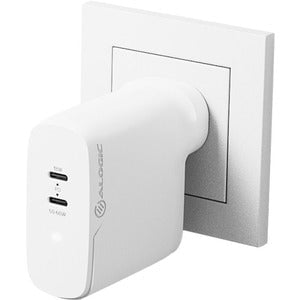 Alogic 2X68 Rapid Power 68W GaN Charger - 68 W - 120 V AC, 230 V AC Input - 20 V DC/3 A, 9 V DC, 15 V DC, 5 V DC Output - White IM5080401
