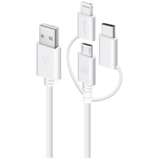 Alogic 3-in-1 Charge & Sync Combo Cable - Micro USB + Lightning + USB-C - White - 0.3m - 30 cm Lightning/Micro-USB/USB Data Transfer Cable - First End: 1 x Lightning - Male, 1 x Micro USB 2.0 - Male, 1 x USB 2.0 Type C - Male - Second End: 1 x USB 2.0 Typ IM4504944