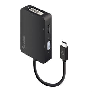 Alogic 3-in-1 USB-C to HDMI DVI VGA Adapter - Male to 3-Female - Premium Series - for Notebook - USB Type C - 1 x USB Ports - USB Type-C - 1 x HDMI Ports - HDMI - DVI - VGA - Thunderbolt - Wired IM4274867