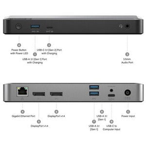 Alogic MX2 Docking Station - 2 Displays Supported - 4K, 5K - 3840 x 2160 - 4 x USB Ports - 3 x USB Type-A Ports - USB Type-A - USB Type-C - 1 x RJ-45 Ports - Network (RJ-45) - DisplayPort - Wired IM5207600