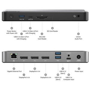 Alogic MX3 Docking Station - 3 Displays Supported - 4K, 5K - 3840 x 2160 - 1 x USB 3.1 Type-C Ports - 3 x USB Type-A Ports - USB Type-A - USB Type-C - 1 x RJ-45 Ports - Network (RJ-45) - DisplayPort - Wired IM5207601