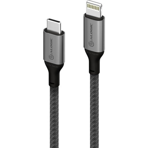 Alogic Super Ultra USB-C to Lightning Cable - 1.5m - Space Grey - 1.50 m Lightning/USB Data Transfer Cable for iPad, iPhone, iPod - First End: 1 x USB Type C - Male - Second End: 1 x Lightning - Male - MFI - Space Gray - 1 IM4442303