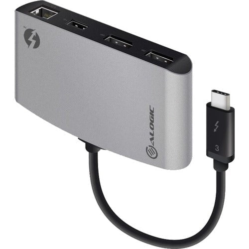 Alogic ThunderBolt 3 Dual DisplayPort PORTABLE Docking Station with 4K - Space Grey - for Notebook - Thunderbolt 3 - 4K - 4096 x 2160, 3840 x 2160 - USB Type-A - Network (RJ-45) - DisplayPort - Wired - Gigabit Ethernet - Windows, macOS IM5234151