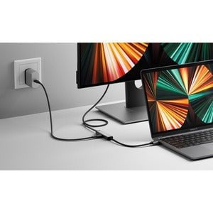 Alogic Ultra USB-C to HDMI with 100W PD Cable - Male to Male - 2m - 2 m HDMI/USB-C A/V Cable for Notebook, Computer, Monitor, TV, Projector, MAC, Chromebook, iPad - First End: 1 x USB Type C - Male, 1 x USB Type C Power - Female - Second End: 1 x HDMI 2.0 IM5335990