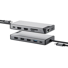 Alogic Universal 12-in-1 Mini Dock - DV3 - Triple Full HD Display - for Notebook - SD - 100 W - USB Type A, USB Type C - 3 Displays Supported - 1920 x 1080 - 3 x USB Type-A Ports - USB Type-A - USB Type-C - Network (RJ-45) - 1 x HDMI Ports - HDMI - VGA - IM5335624
