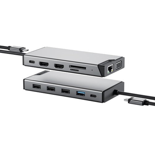 Alogic Universal 12-in-1 Mini Dock - DV3 - Triple Full HD Display - for Notebook - SD - 100 W - USB Type A, USB Type C - 3 Displays Supported - 1920 x 1080 - 3 x USB Type-A Ports - USB Type-A - USB Type-C - Network (RJ-45) - 1 x HDMI Ports - HDMI - VGA - IM5335624