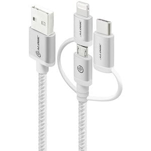 Alogic USB-A to Micro USB, Lightning & USB-C Combo Cable - 30 cm Lightning/Micro-USB/USB/USB-C Data Transfer Cable for iPad, iPhone, iPod, Chromebook, Computer - First End: 1 x Micro USB 2.0, 1 x Lightning - Male, 1 x USB 2.0 Type C - Second End: 1 x USB IM4503099