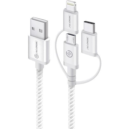 Alogic USB-A to Micro USB, Lightning & USB-C Combo Cable - 30 cm Lightning/Micro-USB/USB/USB-C Data Transfer Cable for iPad, iPhone, iPod, Chromebook, Computer - First End: 1 x Micro USB 2.0, 1 x Lightning - Male, 1 x USB 2.0 Type C - Second End: 1 x USB IM4503099