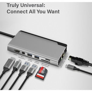 Alogic USB-C Dock PLUS with Power Delivery - Ultra Series - Space Grey - 4K - 3840 x 2160, 1920 x 1080 - 2 x USB 3.0 - USB Type-A - USB Type-C - 1 x RJ-45 Ports - Network (RJ-45) - HDMI - Mini DisplayPort - Wired - Gigabit Ethernet IM4503114