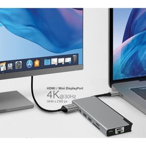 Alogic USB-C Dock PLUS with Power Delivery - Ultra Series - Space Grey - 4K - 3840 x 2160, 1920 x 1080 - 2 x USB 3.0 - USB Type-A - USB Type-C - 1 x RJ-45 Ports - Network (RJ-45) - HDMI - Mini DisplayPort - Wired - Gigabit Ethernet IM4503114