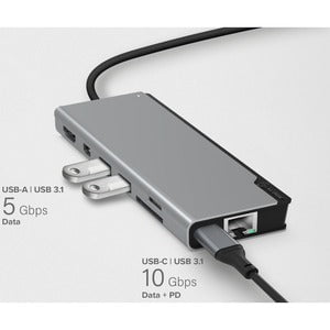 Alogic USB-C Dock PLUS with Power Delivery - Ultra Series - Space Grey - 4K - 3840 x 2160, 1920 x 1080 - 2 x USB 3.0 - USB Type-A - USB Type-C - 1 x RJ-45 Ports - Network (RJ-45) - HDMI - Mini DisplayPort - Wired - Gigabit Ethernet IM4503114