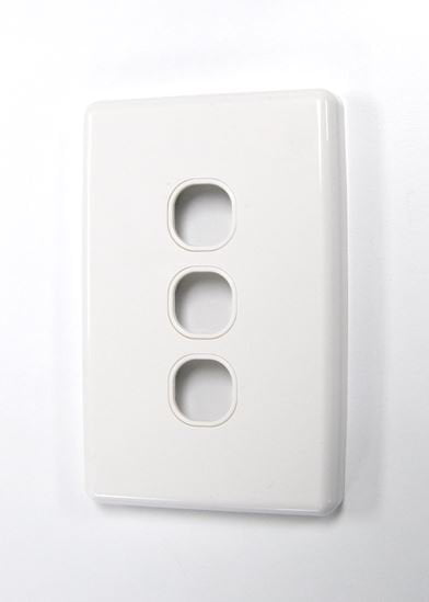 AMDEX Switch Plate ONLY. 3 Gang WPC Series Wall Face Full Cover Plate. (Accepts Clipsal Style Mechs) CDFP-3PV3