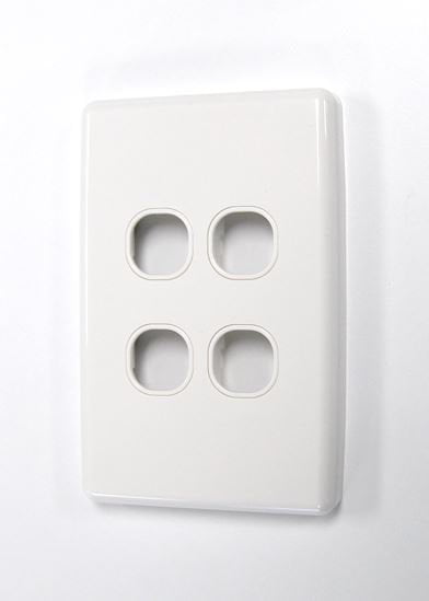 AMDEX Switch Plate ONLY. 4 Gang WPC Series Wall Face Full Cover Plate. (Accepts Clipsal Style Mechs) CDFP-4PV3