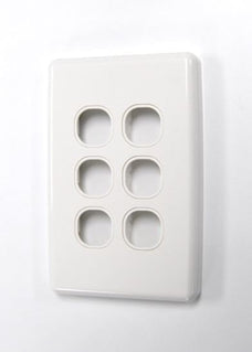 AMDEX Switch Plate ONLY. 6 Gang WPC Series Wall Face Full Cover Plate. (Accepts Clipsal Style Mechs) CDFP-6PV3