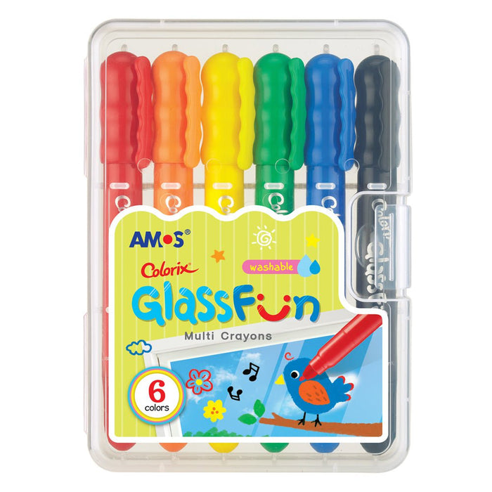 Amos Colorix Glass Fun Multi Colour Crayons, Pack of 6 CX200052