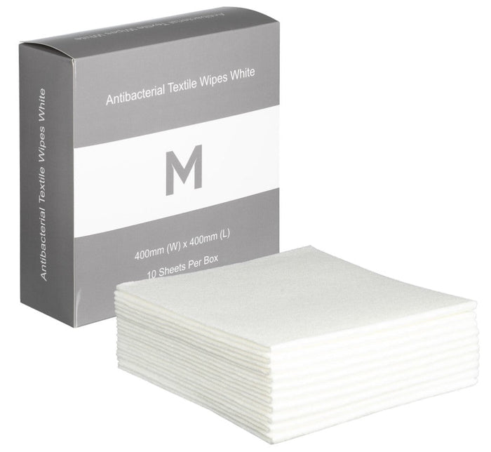 Antibacterial Textile Wipes 400mm x 400mm x 140gsm, White, 80 Sheets MPH27419