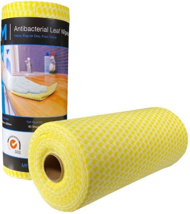 Antibacterial Wipes 300mm x 500mm x 90 sheets Roll - Yellow x 4 Rolls MPH27360