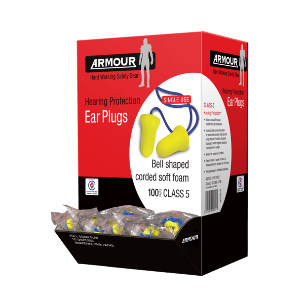 Armour Bell Ear Plugs, Corded, Class 5, 100 Ear Plugs RMEPBC100