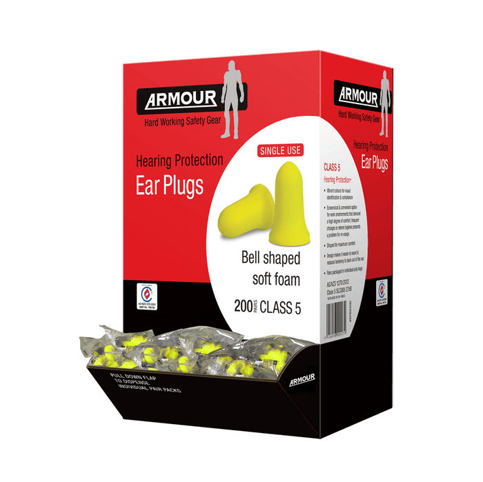 Armour Bell Ear Plugs Uncorded, Class 5, 200 Ear Plugs RMEPBS200