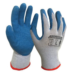 Armour Blue & Grey Latex Open Back Gloves, General Purpose Gloves, 12 Pairs