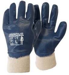 Armour Blue Nitrile Fully Coated Gloves, 12 Pairs RMNIBLKFC