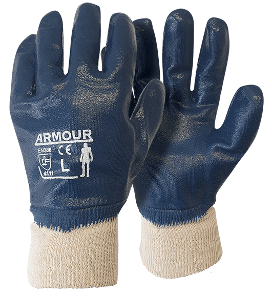 Armour Blue Nitrile Fully Coated Gloves, 12 Pairs RMNIBLKFC