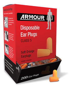 Armour Disposable Bullet Ear Plugs, Uncorded, Class 5, 200 Pack RMEPS200