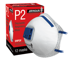 Armour Disposable Respirator Valve P2 Mask, 2 Pack RMDMP2V