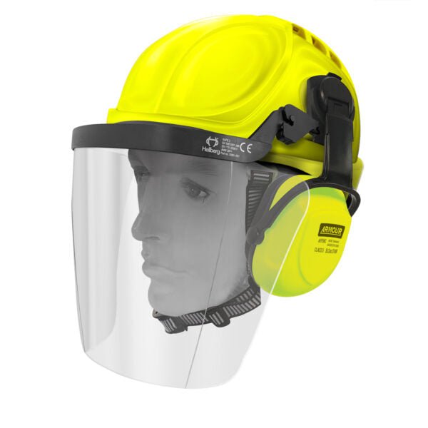 Armour | Hellberg Hard Hat Earmuff & Clear Visor Kit - EN397