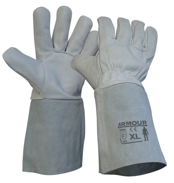 Armour® Leather Argon Welding Gauntlet, Heat Resistant, 30cm, 2 Pairs RMLGARGON