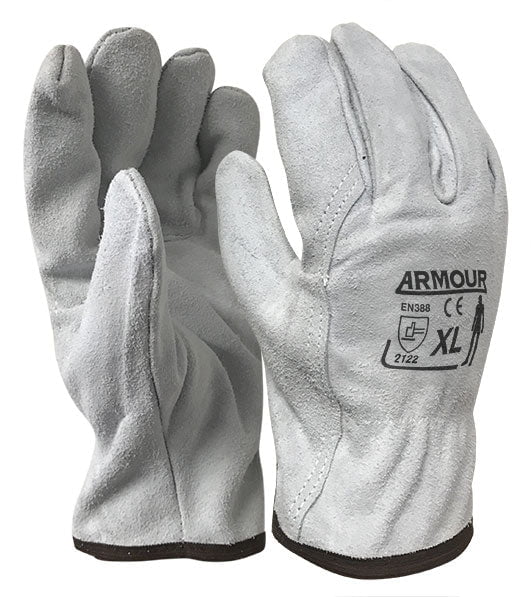 Armour Leather Full Split Rigger Gloves, General Purpose Gloves, 6 Pairs