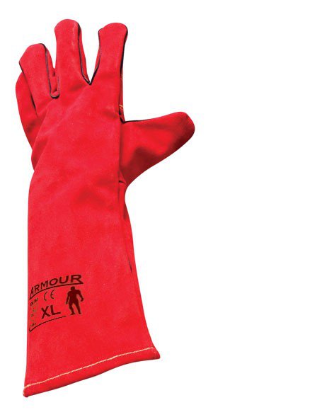 Armour Leather Red Welding Gauntlet, Lefties, General Purpose Gloves, 40cm, 2 Pairs