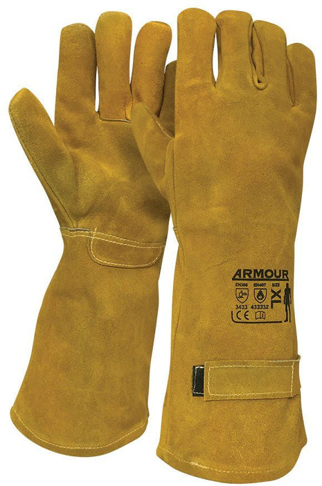 Armour Leather Smelter 350°C Gauntlet, 45cm, Cut Resistant Gloves, 1 Pair RMLGMELT