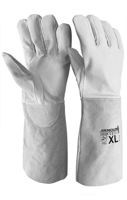 Armour Leather TIG Welding Gauntlet, General Purpose Gloves, 30cm, 2 Pairs