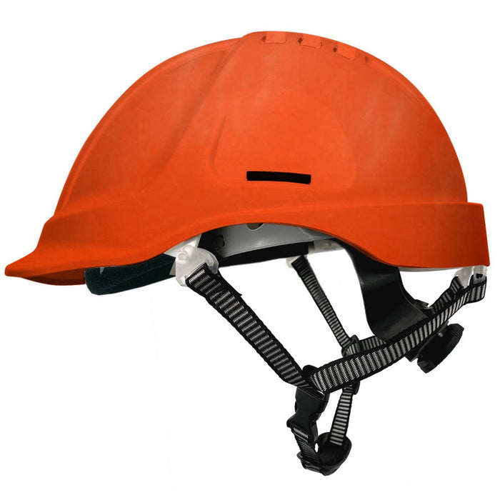 Armour Safety Helmet 6 Point Ratchet Harness, Vented with Chin Straps