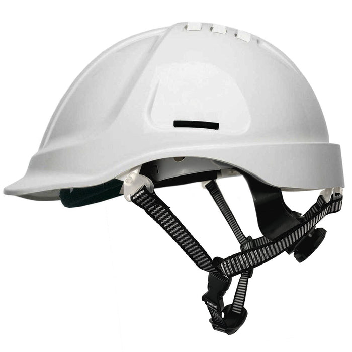 Armour Safety Helmet 6 Point Ratchet Harness, Vented with Chin Straps