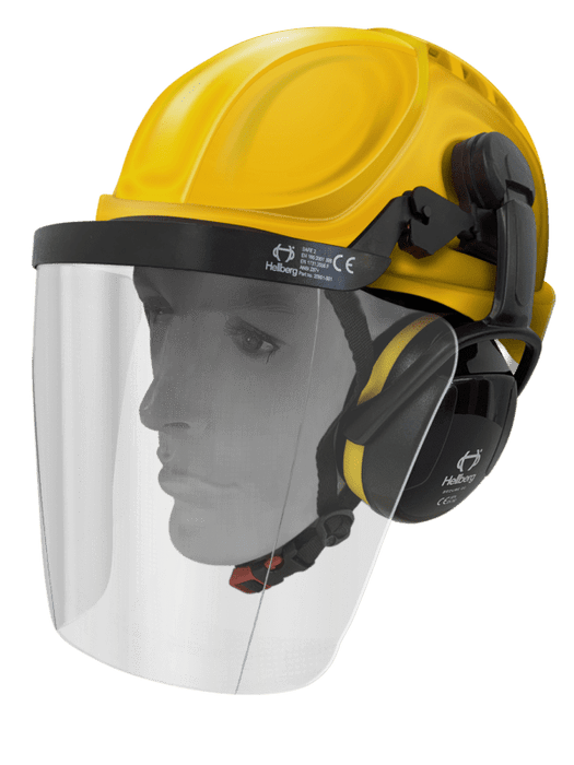 Armour Safety Helmet, Hellberg Earmuff, Carrier, Clear Visor Kit, EN397