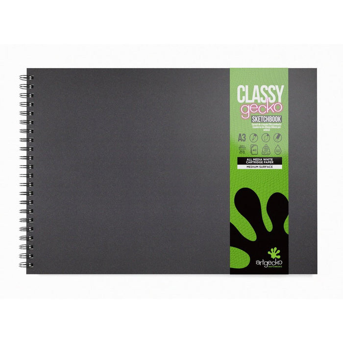 Artgecko Classy Sketchbook A3 Landscape 80 Pages 40 Sheets 150gsm White Paper CXGEC105