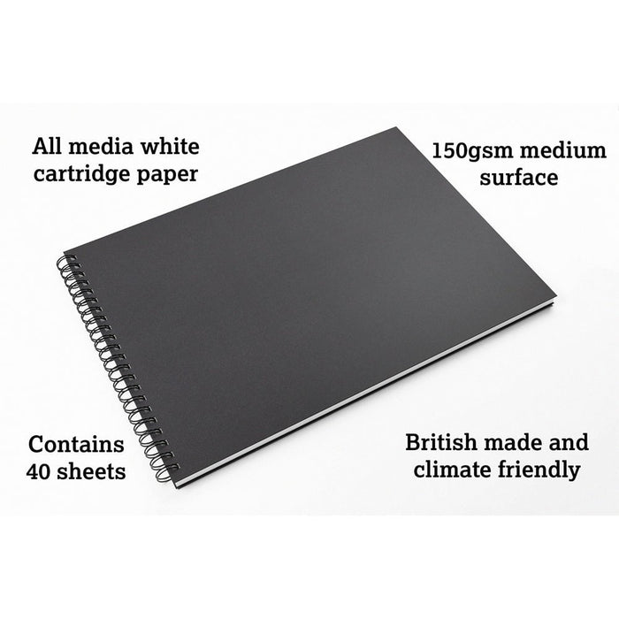 Artgecko Classy Sketchbook A3 Landscape 80 Pages 40 Sheets 150gsm White Paper CXGEC105