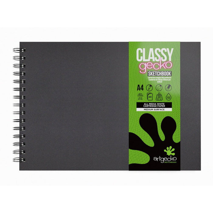 Artgecko Classy Sketchbook A4 Landscape 80 Pages 40 Sheets 150gsm White Paper CXGEC103