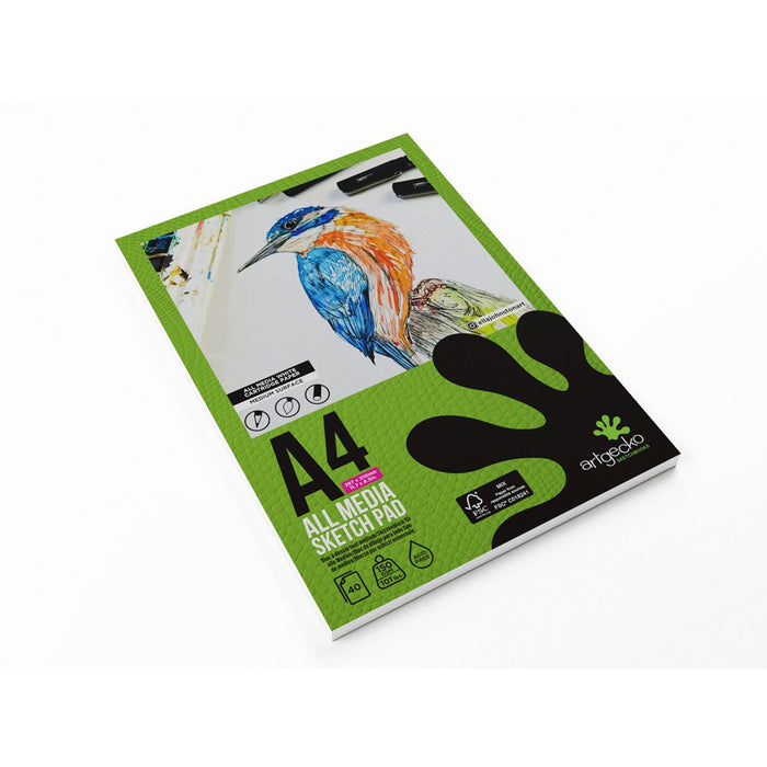 Artgecko Pro All Media Sketchpad A4 40 Sheets 150gsm White Paper CXGEC001